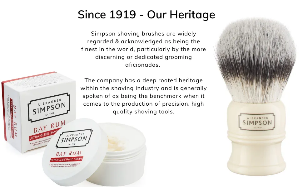Alexander Simpson Trafalgar Synthetic Shaving Brush - Simpson Shaving Brushes - Faux Ivory Handle (T3) - product information 4
