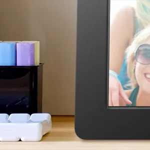 Aluratek 8 Inch LCD Digital Photo Frame with Auto Slideshow Using USB SD/SDHC (ADPF08SF) - Black - frame on desk