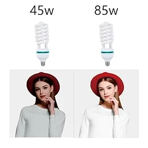 Aqirui 2 x 85W Light Bulb 5500K CFL Daylight Spiral Softbox Bulb in E27 Socket for Photography Photo Video Studio Lighting 2 Pack - product information 11