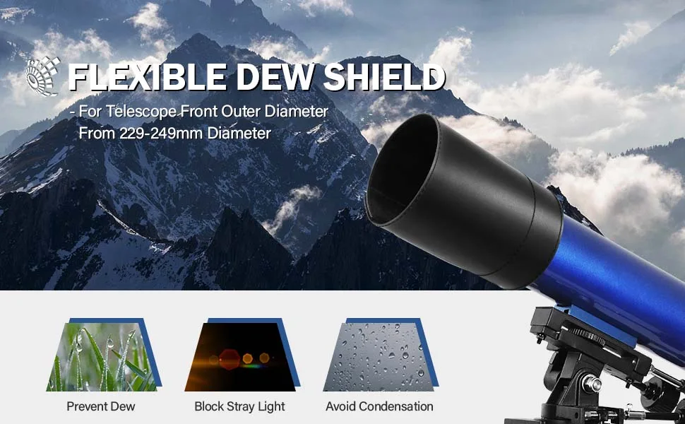 Astromania Flexible Dew Shield for Telescope Front Outer Diameter with 229-249mm Diameter - Keep Dew Away and Gives You Clear observing for The Entire Night For Outer Diameter from 229mm - 249mm - product information 16