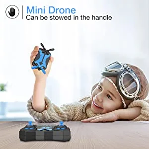 Drone for Kids - Drones with Camera for Kids, AR Game Mode RC Mini Drone w App Gravity Voice Control Trajectory Flight Altitude Hold 360Flip Kids Drone Foldable and Portable-Blue Clear Blue - product information 2