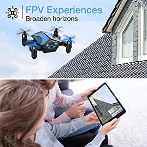Drone for Kids - Drones with Camera for Kids, AR Game Mode RC Mini Drone w App Gravity Voice Control Trajectory Flight Altitude Hold 360Flip Kids Drone Foldable and Portable-Blue Clear Blue - product information 3
