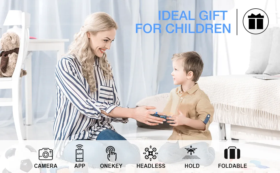 Drone for Kids - Drones with Camera for Kids, AR Game Mode RC Mini Drone w App Gravity Voice Control Trajectory Flight Altitude Hold 360Flip Kids Drone Foldable and Portable-Blue Clear Blue - product information 5