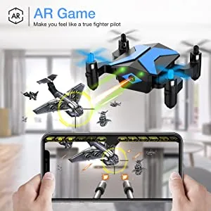Drone for Kids - Drones with Camera for Kids, AR Game Mode RC Mini Drone w App Gravity Voice Control Trajectory Flight Altitude Hold 360Flip Kids Drone Foldable and Portable-Blue Clear Blue - product information 9