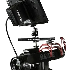 16 Inch Cold Shoe Extension Bracket - Dual Sided Camera Flash Mount with D-Flashner Adapter by Cam Caddie - Black 16-inch Black - Cam caddie flashner flash shoe extension kit accessory mount hot cold shoe mount bracket
