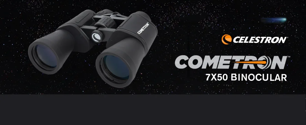 Celestron - Cometron 7x50 Bincoulars - Beginner Astronomy Binoculars - Large 50mm Objective Lenses - Wide Field of View 7x Magnification Cometron Binoculars - Cometron 7x50 Binocular