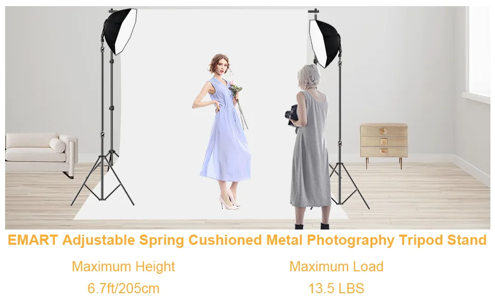 EMART Heavy Duty Light Stand 6.5ft, Spring Cushioned, Aluminum Alloy Construction, Photo Video Studio Tripod Stand for Photography Lighting, Softbox, Flash (1 Pack) 6.5ft 1 Pack - light stand