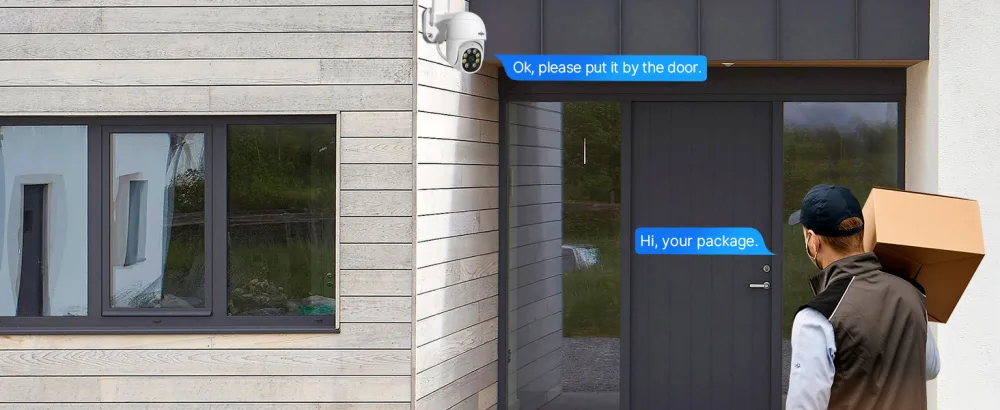 Hiseeu 2K 3MP PTZ Security Camera Outdoor,WiFi Camera, Auto Tracking&Light Alarm Floodlight & Color Night Vision,360 View,Two-Way Audio, Motion Detection,Compatible Wireless Camera System 3MP PTZ Camera - two way audio
