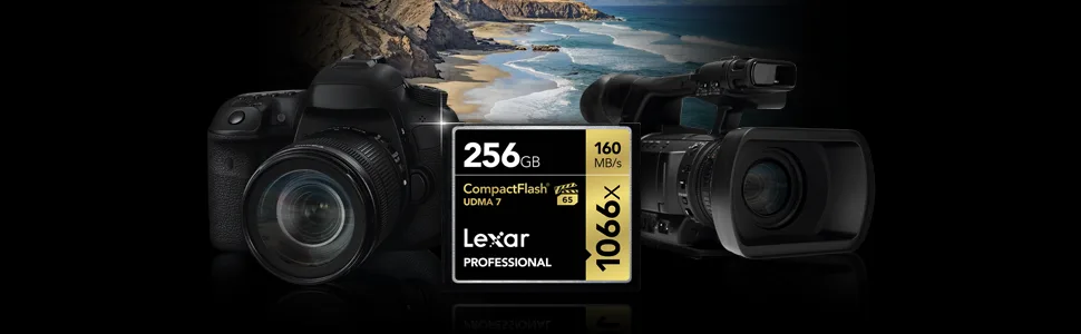 Lexar Professional 1066x 32GB VPG-65 CompactFlash card (LCF32GCRBNA1066) 32GB CompactFlash Card - Hero banner