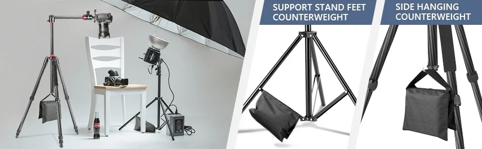 Neewer 6 Pack Black Sand Bag Photography Studio Video Stage Film Saddlebag for Light Stands Boom Arms Tripods - product information 3