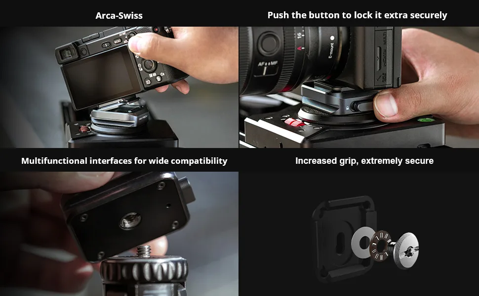 PGYTECH Quick Release Plate +Adapter w/Arca Swiss Interface Camera Quick Release Plate & Clamp for Sony/Nikon/Fuji/DJI Quick Setup Mount w/ 1/4" to 3/8" Screw Thread Gimbles Sliders Tripods Adapter - camera quick release plate