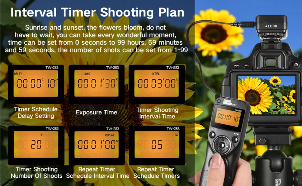 Pixel TW-283 N3 Wireless Shutter Remote Control Tiner Remote Shutter Release for Canon Eos 5D Mark IV 5D 6D 7D Mark 1DX MARKII R5 R6 50D 40D 30D 20D 10D D60 D30 D2000 EOS-1V EOS-3 TW-283N3 for Canon - product information 3
