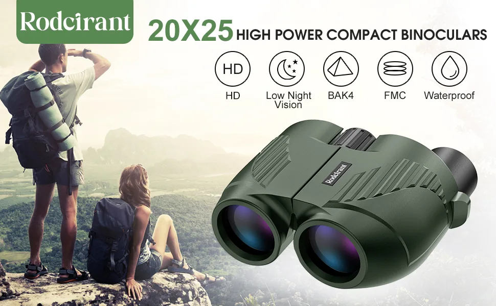 20X25 Compact Binoculars for Adults and Kids,Large Eyepiece Waterproof Binocular,Easy Focus Small Binoculars for Bird Watching,Hiking and Concert Green - product information 1
