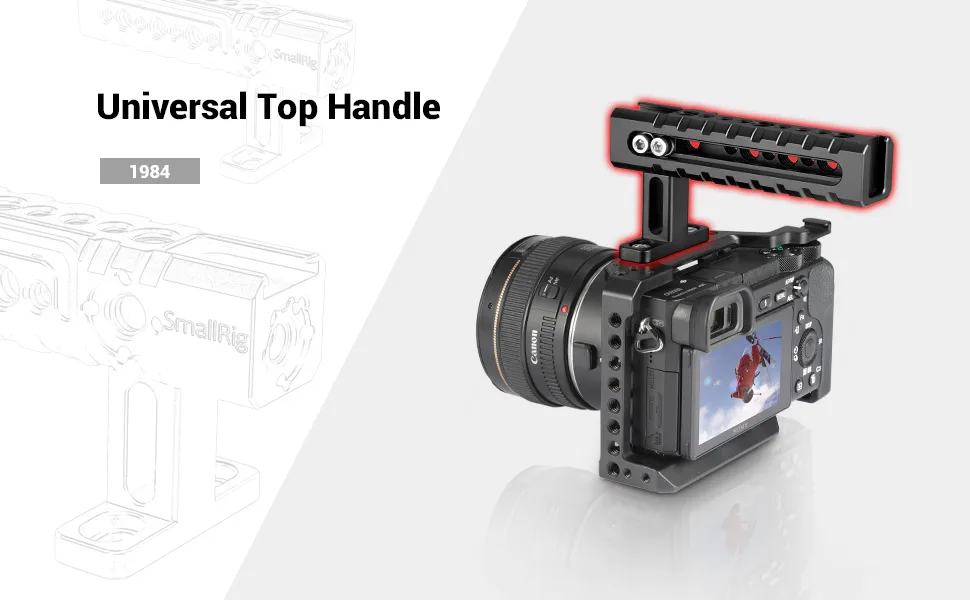SmallRig Top Handle Grip with Locating Point for Arri, Adjustable Camera Handle with Mounting Points, Shoe Mount for Video Camera Cages, LED Lights Microphones- 1984 - 1984