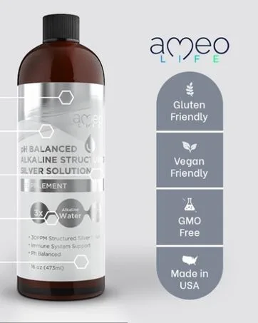 Structured Colloidal Silver Liquid - Structured Silver Water with 30ppm Colloidal Silver pH Balanced for Daily Immune and Gut Support 16 oz 16 Ounce (Pack of 1) - Structured Silver Colloidal