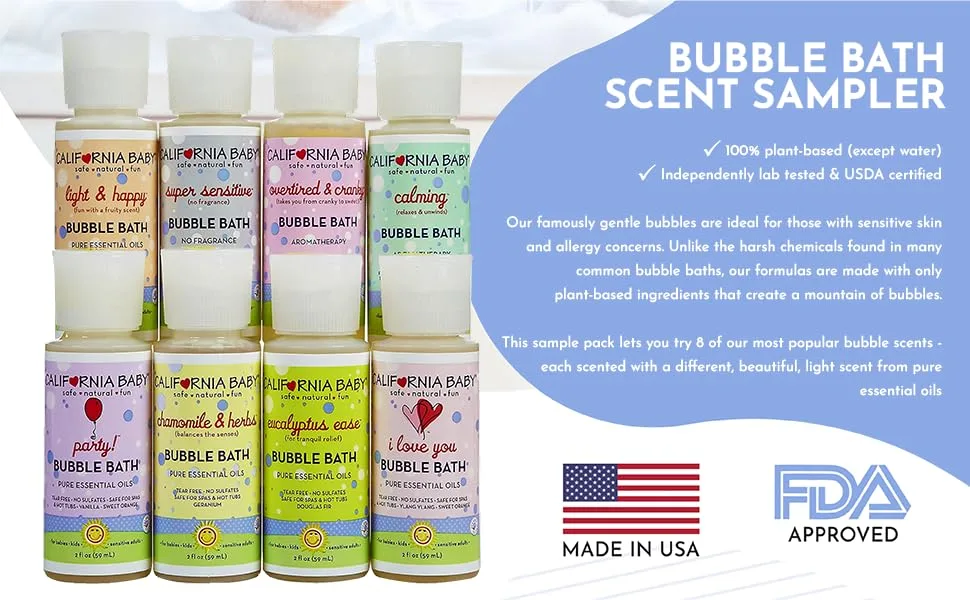 California Baby Bubble Bath Tote - Bubble Bath Scent Sampler Tote