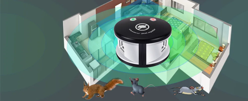Careland Ultrasonic Repellers Squirrel Repellent,Mouse Repllent 360 Rodent Repellent 4-in-1 Mice epellent Plug-in Home Defense Pest Control for Indoor Use (Black) - rodent repellent