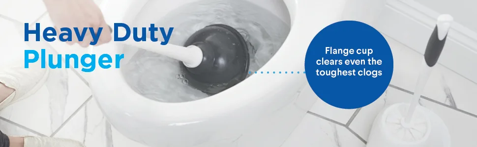Clorox Toilet Plunger and Bowl Brush Combo Set with Caddy, White/Gray 1-Pack White/Gray - plunger