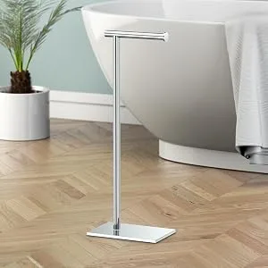 Modern Square Base Tissue Holder Stand, 21.25", in Chrome Chrome Without Storage - Gatco 1431C 22.25