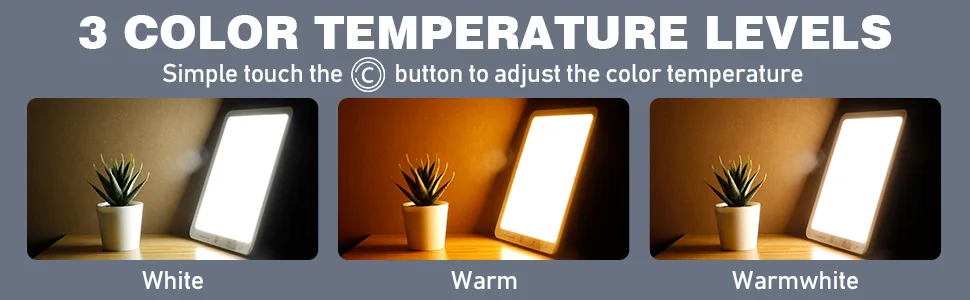 Light Therapy Lamp, Ultra-Thin UV-Free 10000 Lux Therapy Light, Touch Control, with 5 Brightness Levels & 3 Color Temperature and 6 Timer Function & Memory Function with 180 Rotatable Stand (beige) - Light Therapy Lamp