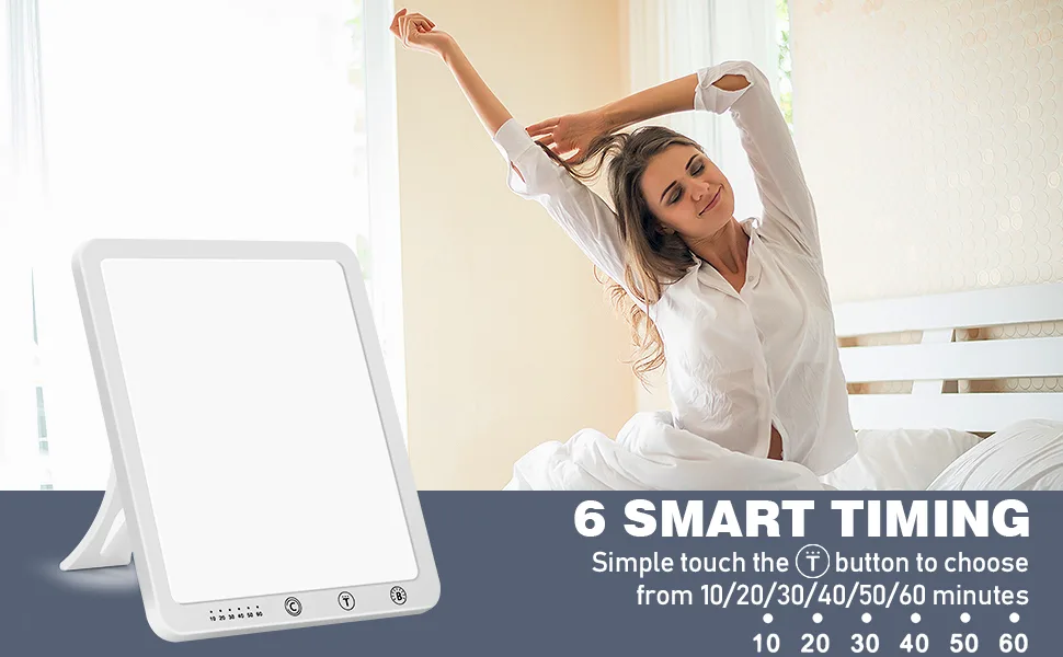 Light Therapy Lamp, Ultra-Thin UV-Free 10000 Lux Therapy Light, Touch Control, with 5 Brightness Levels & 3 Color Temperature and 6 Timer Function & Memory Function with 180 Rotatable Stand (beige) - Light Therapy Lamp