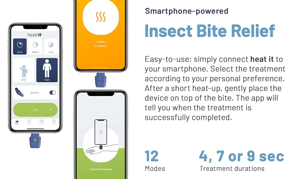 heat it - Smartphone-Powered Insect Bite Healer - Chemical-Free Relief from Itching & Pain just with Concentrated Heat - for Apple iPhones - Insect bite relief