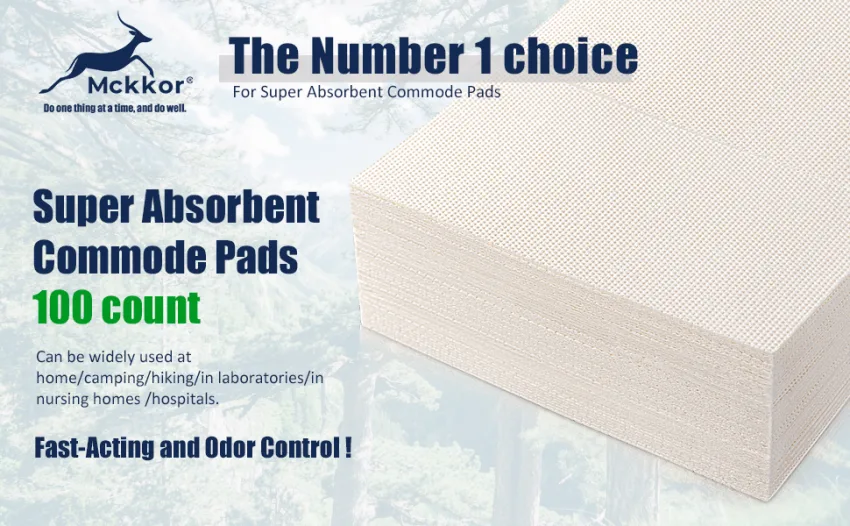 Mckkor Super Absorbent Commode Pads - Medical Grade Value Pack 100 Count - for Bedside Commode Liners Disposable, Adult Commode Chair, Portable Toilet Bags or Camping - Mckkor super absorbent commode pads 100 count