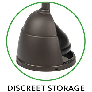 mDesign Plastic Toilet Plunger with Storage Holder Cover Set, Compact Discreet Freestanding Caddy for Bathroom, Powder Room, Modern Design - Heavy Duty - Hyde Collection - 2 Pack, Bronze - discreet design storage