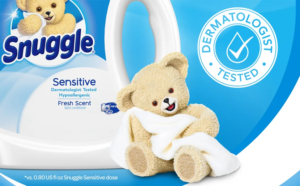 Snuggle Liquid Fabric Softener, Dye Free for Sensitive Skin, 2X Concentrated, 200 Loads - snuggle softner