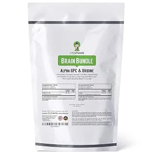 Alpha GPC and Uridine Stack - Mr Happy Stack - Uridine Monophosphate with No Artificial Fillers - Bioavailable Choline Supplements Promote Cognition, Focus, Mental Clarity and Dopamine Receptor Health - Brain Bundle