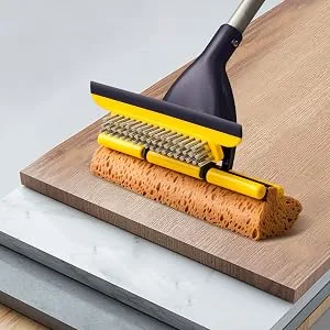 Yocada Sponge Mop Home Commercial Use Tile Floor Bathroom Garage Cleaning with Squeegee and Extendable Telescopic Long Handle 41-53 Inches Easily Dry Wringing - product information 7