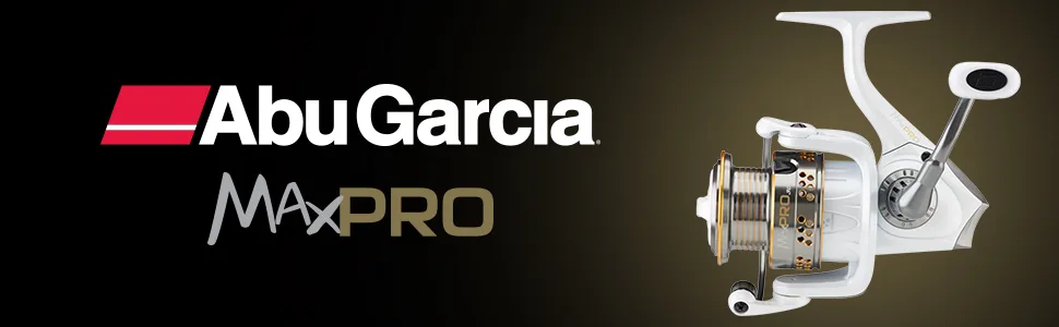Abu Garcia Max Pro Spinning Reel, Size 60, Right/Left Handle Position, Graphite Body, Corrosion-Resistant, Machined Aluminum Spool, Front Drag System Max Pro (New Model) 10 - Box - Hero Banner