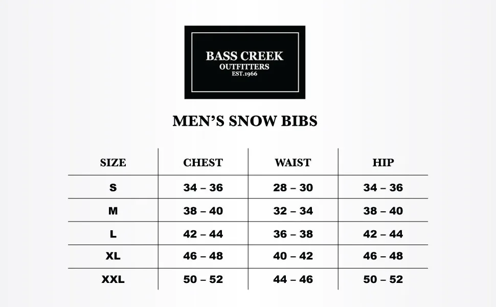 Bass Creek Outfitters Men's Snow Bib - Insulated Overall Ski Pants Black X-Large - sizing