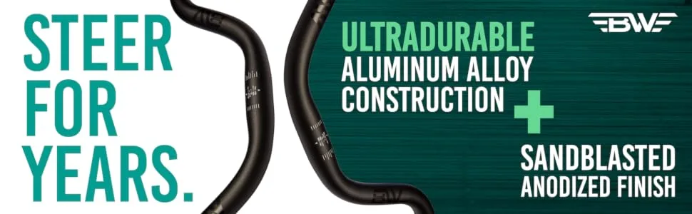 BW Riser Handlebar - Great for Mountain, Road, and Hybrid Bikes - Fits 25.4mm Stems - Multiple Rise Options 100mm Rise - Steer for years. Ultradurable aluminum alloy construction and sandblasted anodized finish