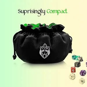 CardKingPro Immense - OCD Edition - Dice Bags with 15 Pockets - Black & Green - Capacity 200+ Dice - Great for Dice Hoarders Patented Design - Black OCD dice bag