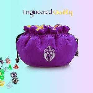CardKingPro Immense - OCD Edition - Dice Bags with 15 Pockets - Black & Green - Capacity 200+ Dice - Great for Dice Hoarders Patented Design - Purple Dice OCD Bag