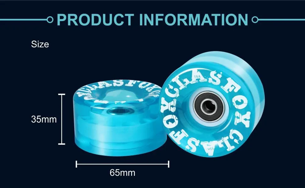 CLAS FOX 78A Indoor or Outdoor 65x35mm Quad Roller Skate Wheels with ABEC-9 Bearings 8 Pcs Purple - product information 2