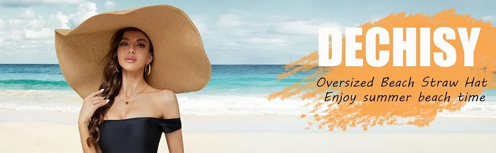 Oversized Beach Straw Hat for Women, Fashion Large Wide Brim Visor Hats Handmade Roll Up Floppy Sun Hat for Summer Beach Cap Khaki - product information 1