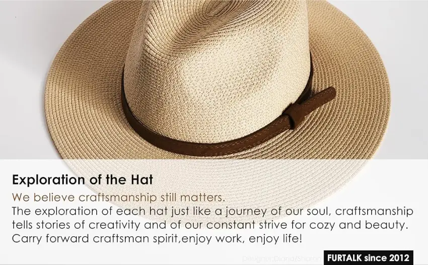Womens Mens Wide Brim Straw Panama Hat Fedora Summer Beach Sun Hat UPF Straw Hat for Women Khaki Medium-Large - beach hat