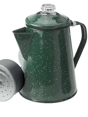 GSI Outdoors Percolator Coffee Pot | Enamelware for Brewing Coffee over Stove & Fire - Campsite, Cabin, RV, Kitchen, Hunting & Backpacking Blue 8 cup Coffee Pot - image