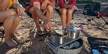 GSI Outdoors Percolator Coffee Pot | Enamelware for Brewing Coffee over Stove & Fire - Campsite, Cabin, RV, Kitchen, Hunting & Backpacking Blue 8 cup Coffee Pot - lifestyle
