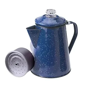 GSI Outdoors Percolator Coffee Pot | Enamelware for Brewing Coffee over Stove & Fire - Campsite, Cabin, RV, Kitchen, Hunting & Backpacking Blue 8 cup Coffee Pot - main