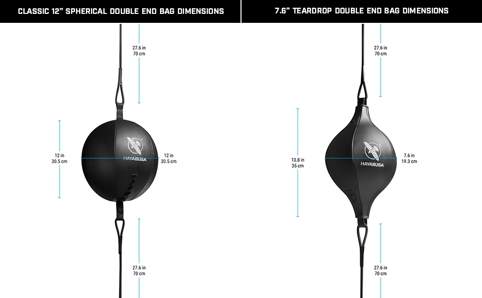 Hayabusa Double Ended Bag Classic Sphere - Black, 12 Inches - Double End Bag Dimensions