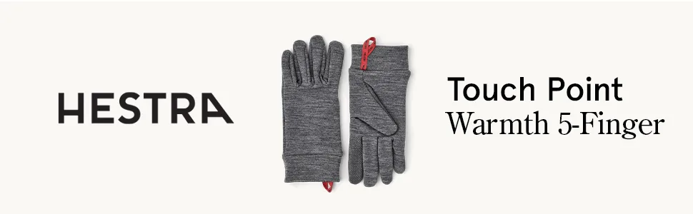 Hestra Touch Point Warmth Liner - Machine Washable, Touch Screen Compatible Liner for Additional Layering Or As A Thin Glove Grey 9 - hestra