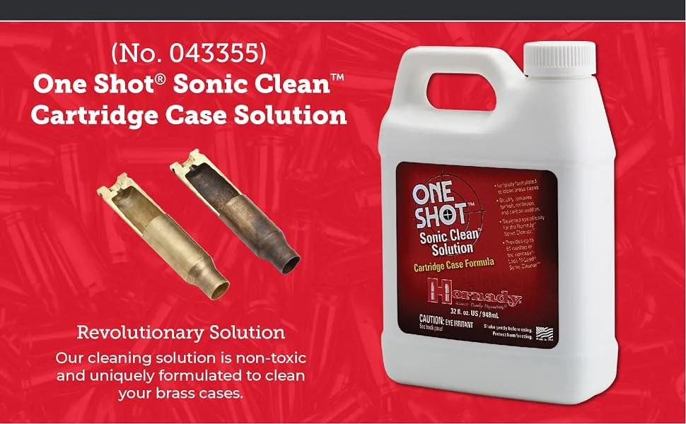 Hornady 043355 Lock-N-Load Sonic Gun Cartridge Cleaner Solution, Quart - H10 Hornady Case Cleaning Solution