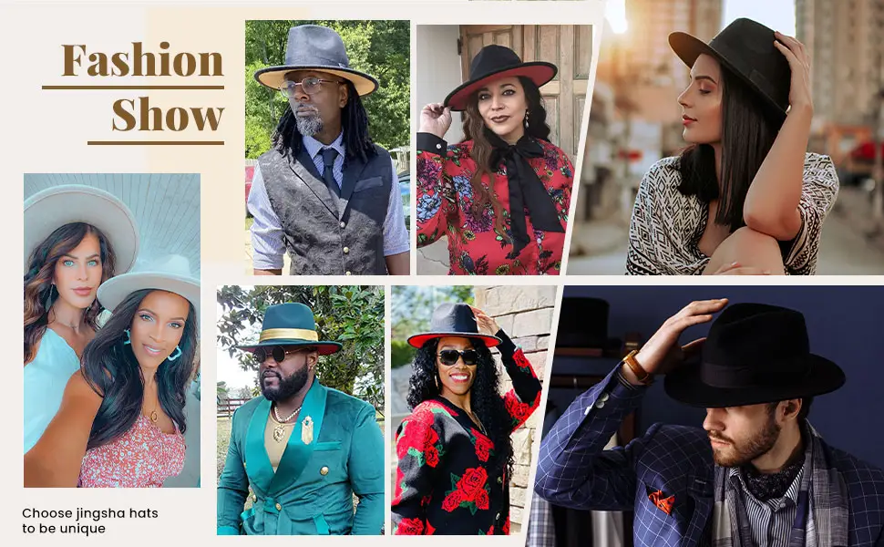 Classic Wide Brim Fedora for Women Men Two Tone Fedora with Band Adjustable Felt Panama Hat Outer Black Bowknot Large - fedora hat