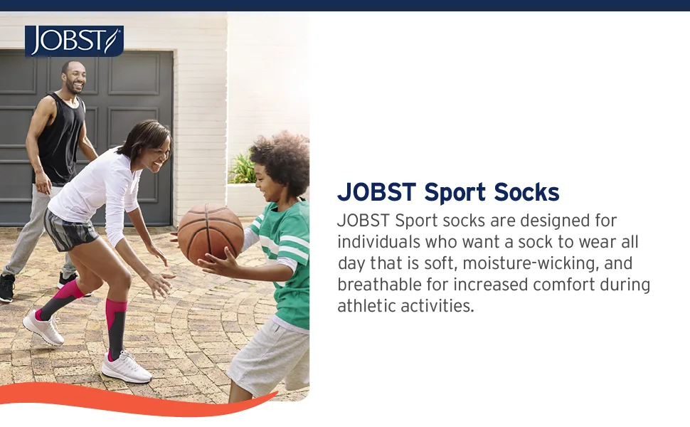 JOBST Sport Knee High 15-20 mmHg Compression Socks, Black/Cool Black, X-Large Black X-Large - stockings compression medium knee high relief hose medical support sport open toe sock closed thigh