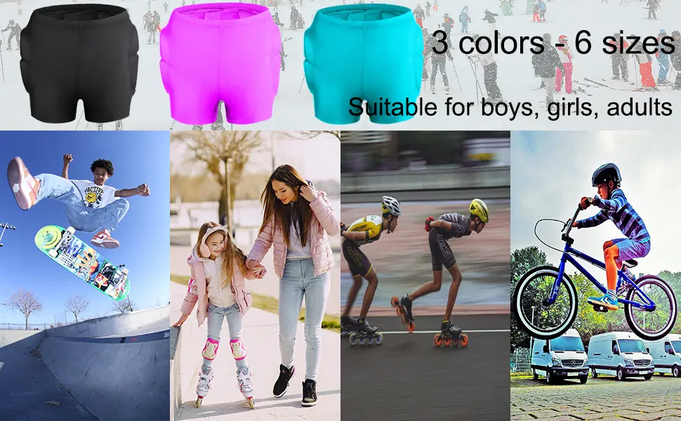 Kids Hips Protective Pads Shorts for Snowboard Ski Skating Cycling,3D Protection for Butt and Tailbone Black 3X-Large - product information 4