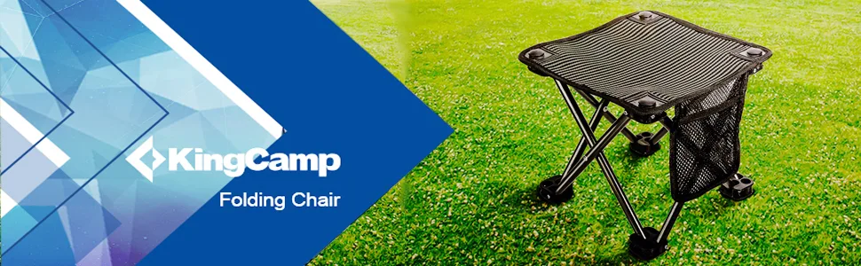 KingCamp Camping Stool Small Protable Backpacking Slacker Chair Blackstrips - FOLDING stool