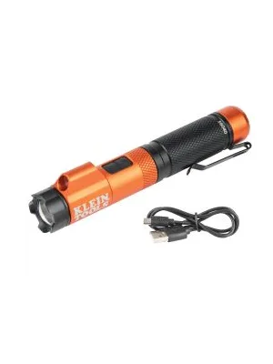 Klein Tools 56040 LED Rechargeable Flashlight, 350 Lumens, Twist Focus, Laser Pointer, Hands-Free, USB Charging Cable, for Work and Outdoor - Klein Tools